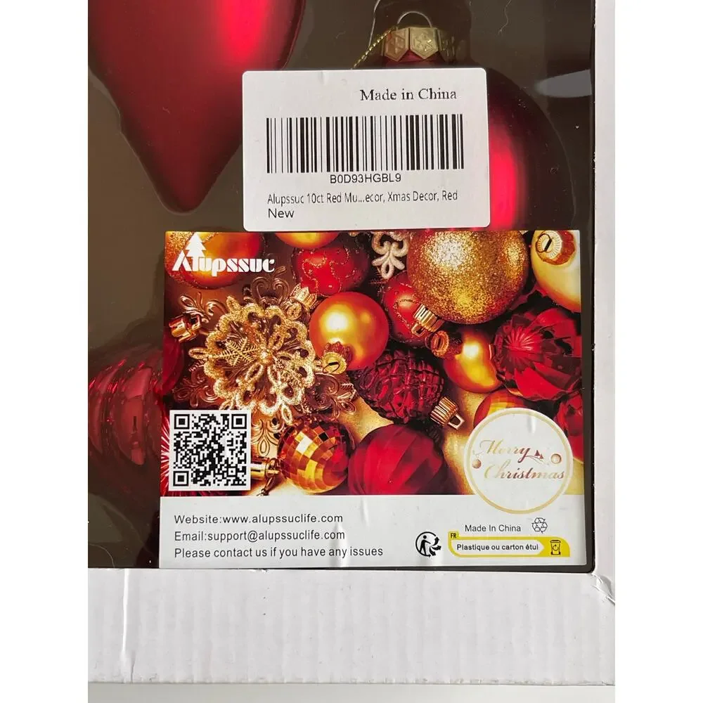 10Pcs Multiple Styles Glass Christmas Ball Ornaments for Tree Decorations
